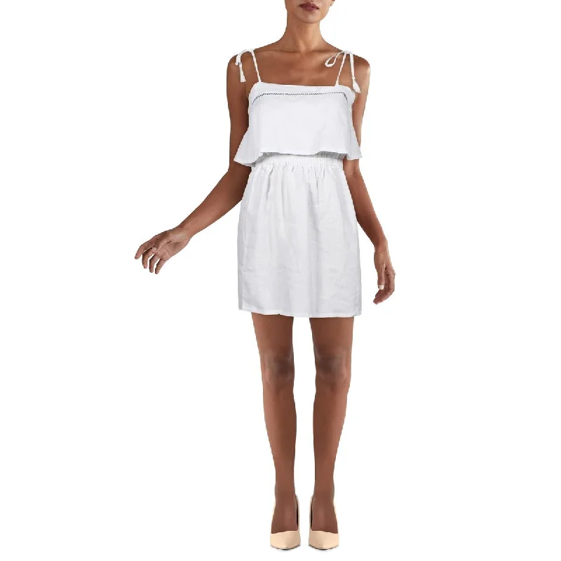 Price Rollback Cap Ferrat Womens Embroidered Cut-Out Fit & Flare Dress