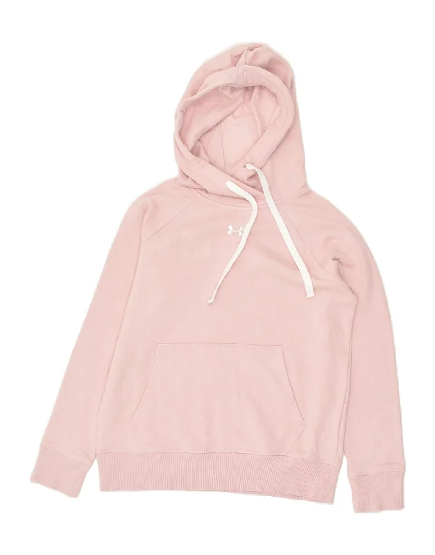 Limited Time UNDER ARMOUR Womens Oversized Graphic Hoodie Jumper UK 6 XS Pink Cotton
