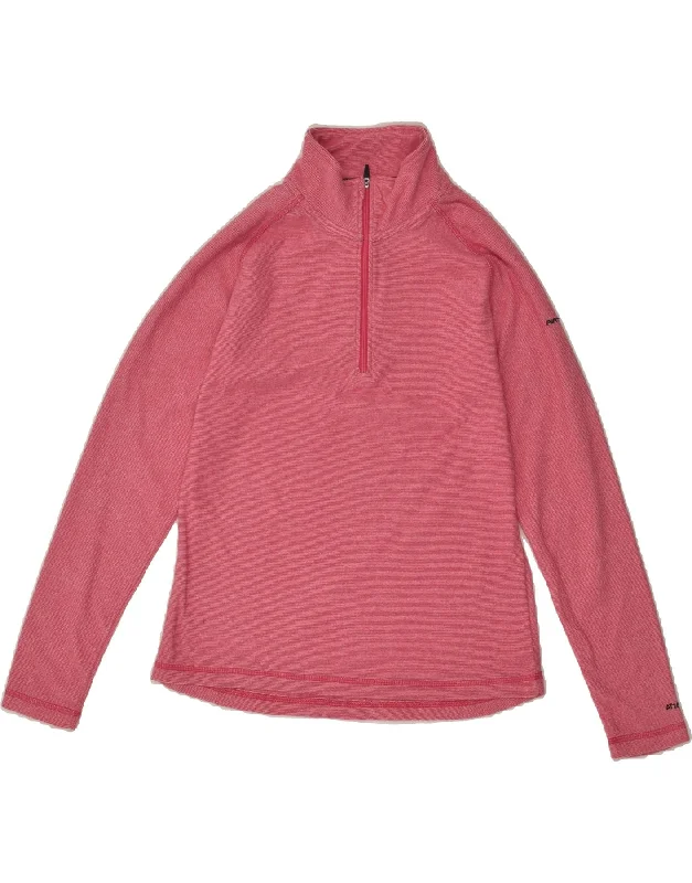 Huge Savings TRESPASS Womens Zip Neck Fleece Jumper UK 14 Medium Pink Striped Polyester Huge Savings TRESPASS Womens Zip Neck Fleece Jumper UK 14 Medium Pink Striped Polyester