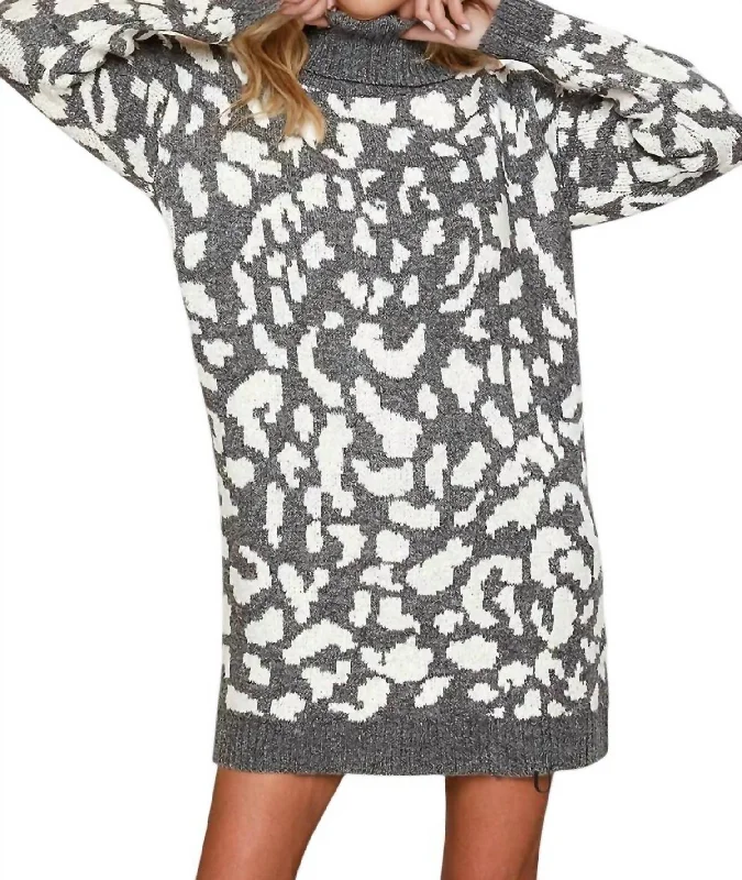 TIME-Limited Offer Charisse Turtleneck Sweater Dress In Gray