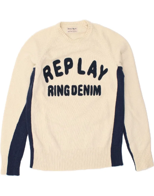 Year-End Sale REPLAY Womens Graphic Crew Neck Jumper Sweater UK 18 XL Beige Colourblock Year-End Sale REPLAY Womens Graphic Crew Neck Jumper Sweater UK 18 XL Beige Colourblock