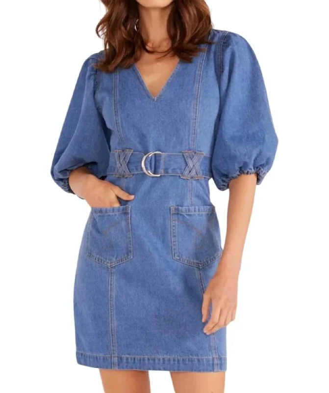 Markdowns Peyton Mini Dress In Denim Blue