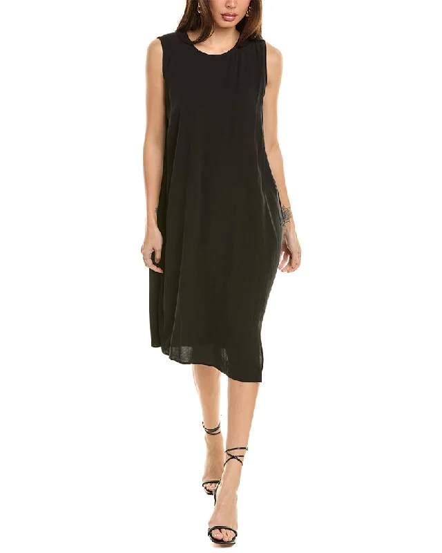 Super Sale EILEEN FISHER Jewel Neck Silk Dress