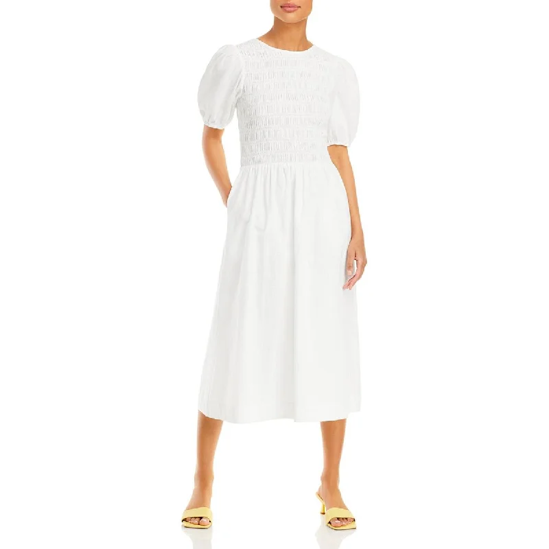 Mega Deal Aspen Womens Puff Sleeve Calf-Length Midi Dress