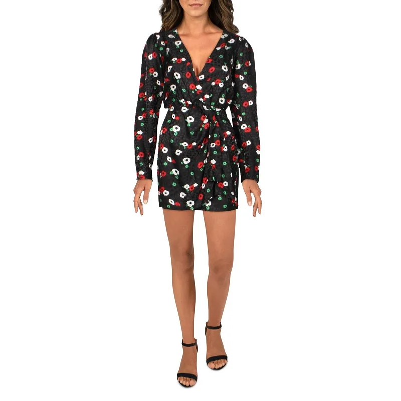 Members Only Womens Floral Mini Wrap Dress