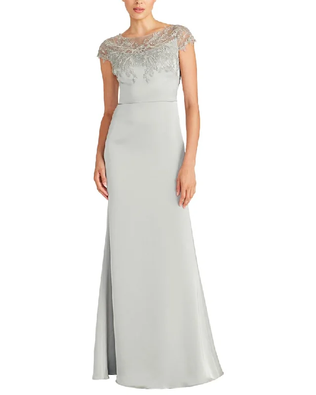 Overstock Theia Cosette Applique Satin Gown
