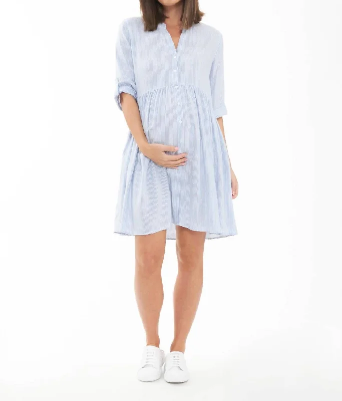 Overstock Sam Stripe Dress In Sky Blue