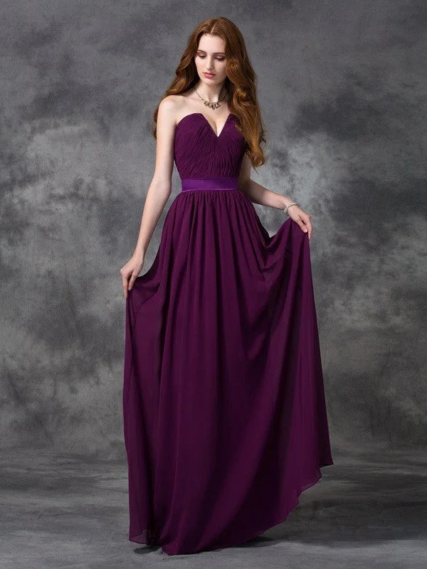 Extra Savings A-line/Princess Sweetheart Ruched Sleeveless Long Chiffon Bridesmaid Dresses Extra Savings A-line/Princess Sweetheart Ruched Sleeveless Long Chiffon Bridesmaid Dresses