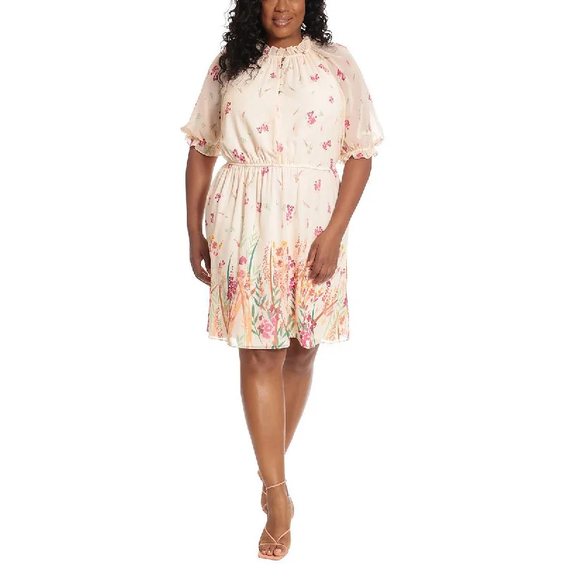 Price Reduction Plus Womens Printed Knee Shift Dress