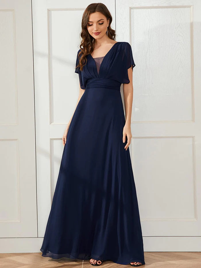 Overstock Stunning A-Line Empire Waist Chiffon Wedding Guest Dress