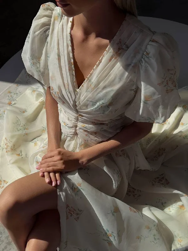 Clearance Items Elegant Floral Midi Dress