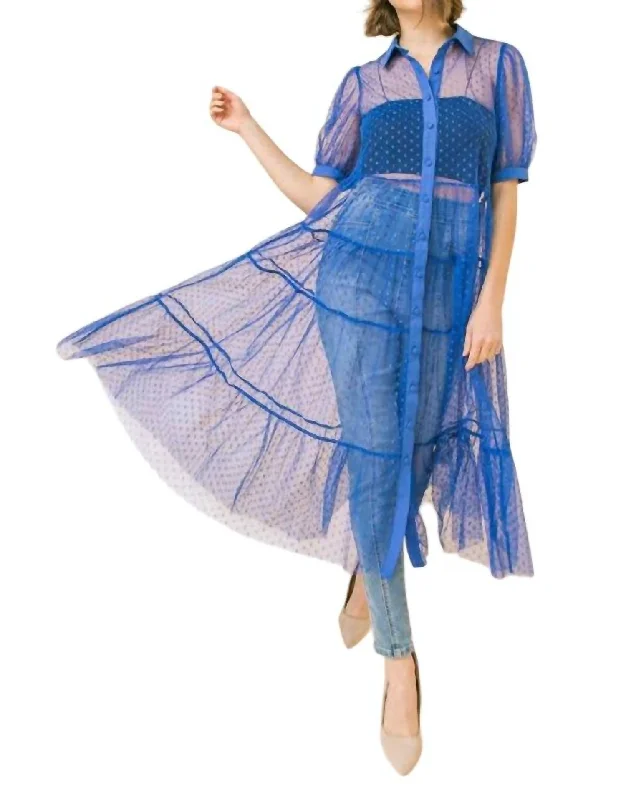 Mega Sale Moon Sheer Top/dress In Blue