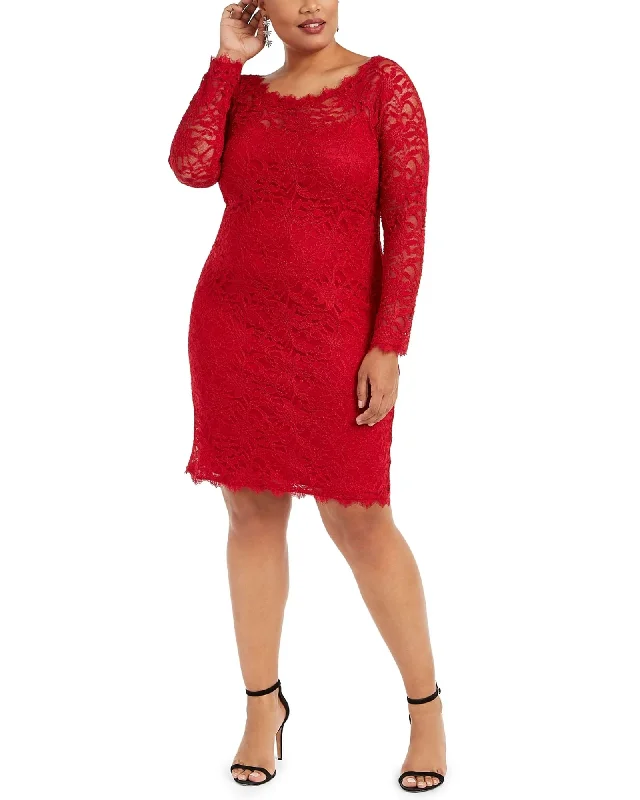 New Arrival Jump Women's Trendy Plus Size Lace Sheath Dress Red Size 1X | Red