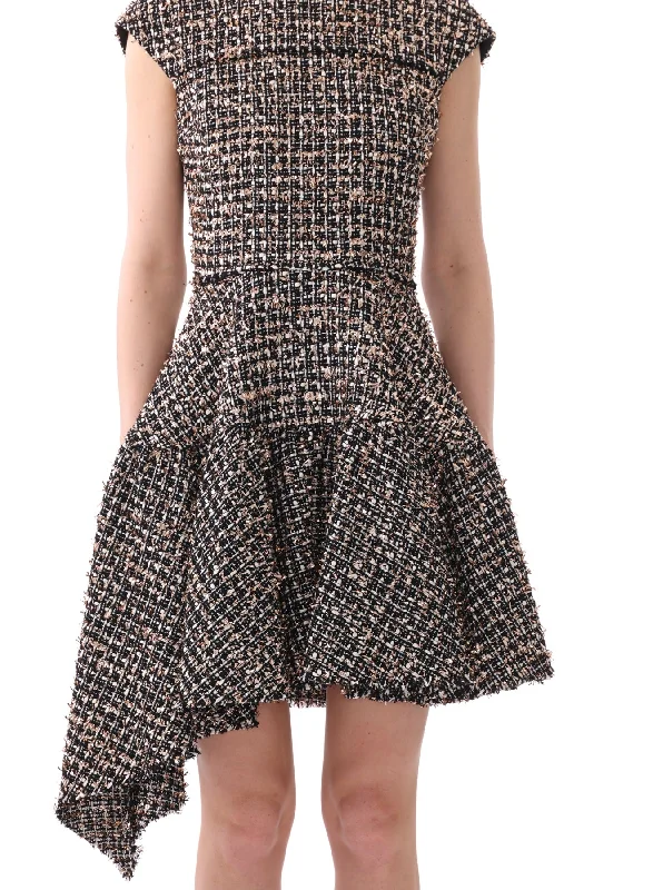 Huge Savings Cap Sleeve Cotton Tinsel Tweed Dress