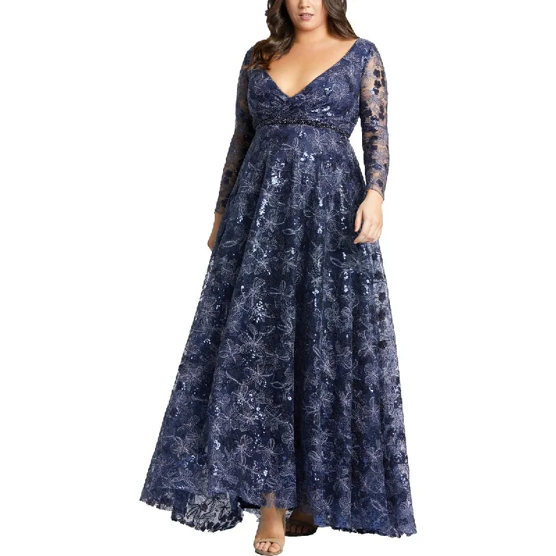 Exclusive Offers Plus Womens Metallic Beaded Evening Dress