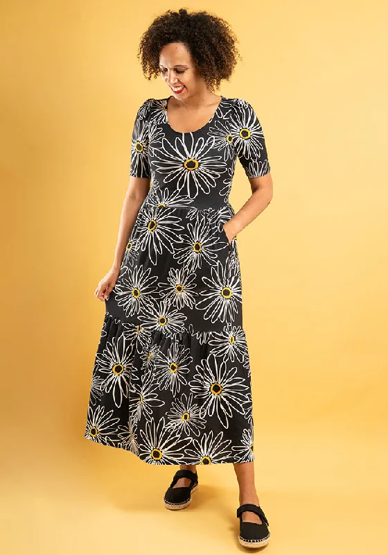 Fantastic Offers Dora Daisy Print Tiered Hem Midaxi Dress