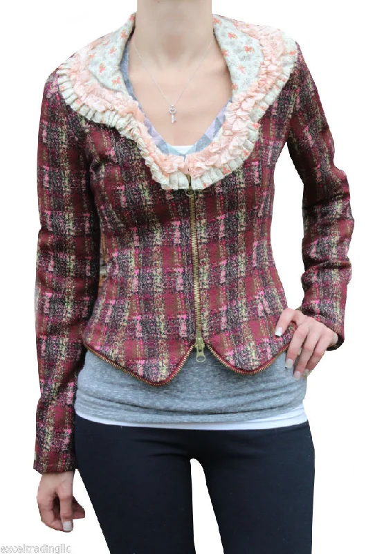 Time-Limited Offer CUSTO BARCELONA Women's Gold Corse Lace Trim Jacket RT592305