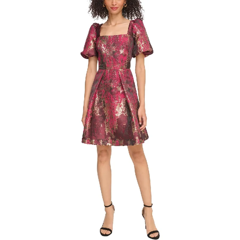 Early Access Womens Metallic Fit & Flare Cocktail And Party Dress
