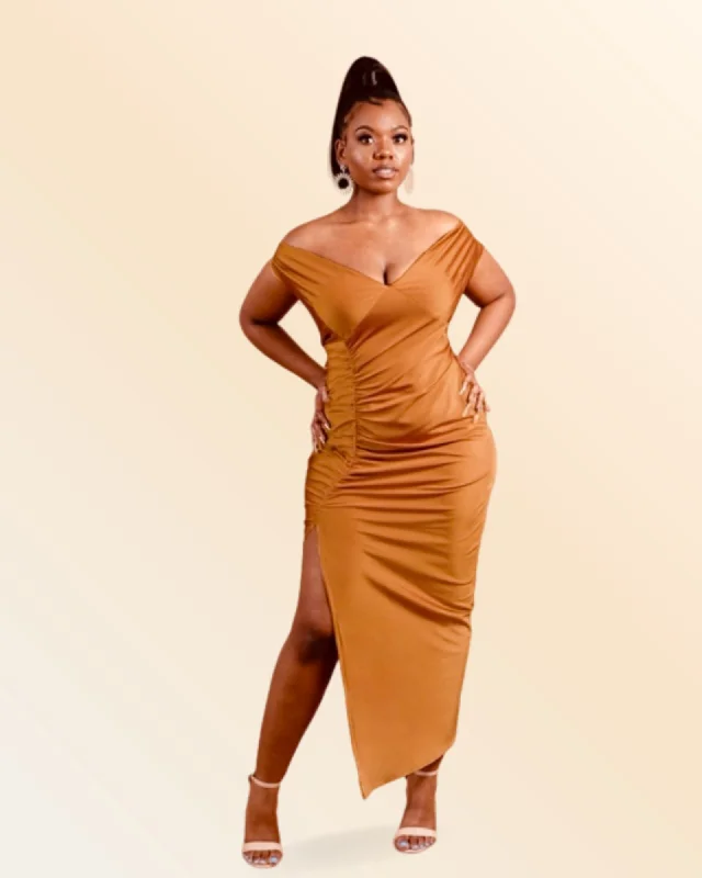 Discount Deals Renetta Ruched Maxi Dress | Copper Orange
