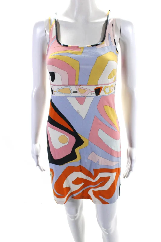 Act Fast Emilio Pucci Womens Abstract Jersey Sleeveless Sheath Dress Multicolor