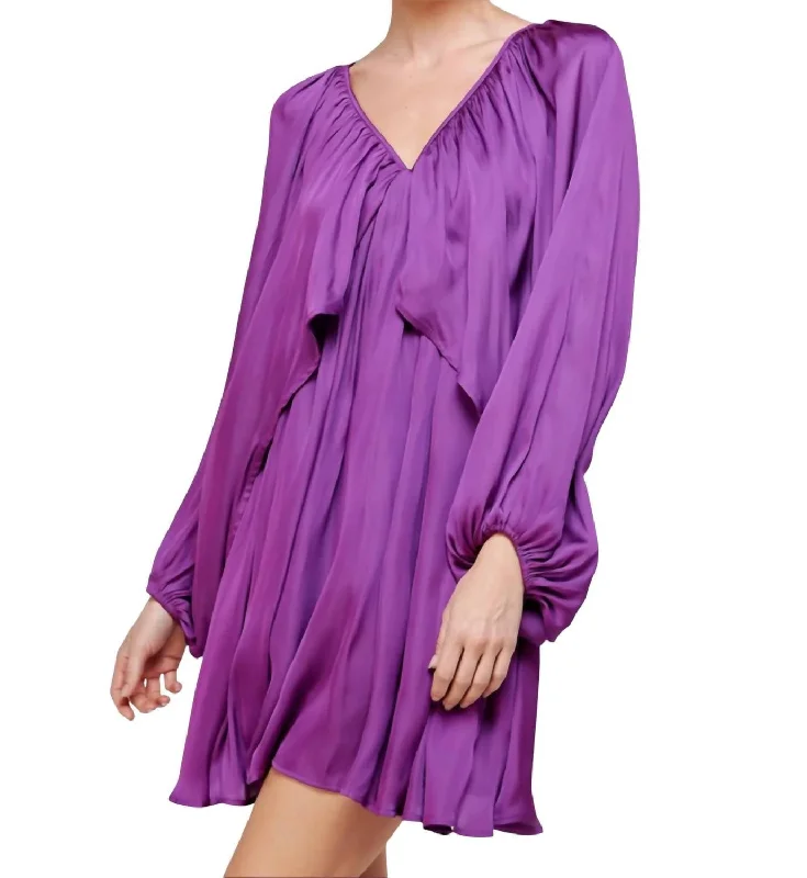 Discount Deals Shirred Mini Dress In Grape