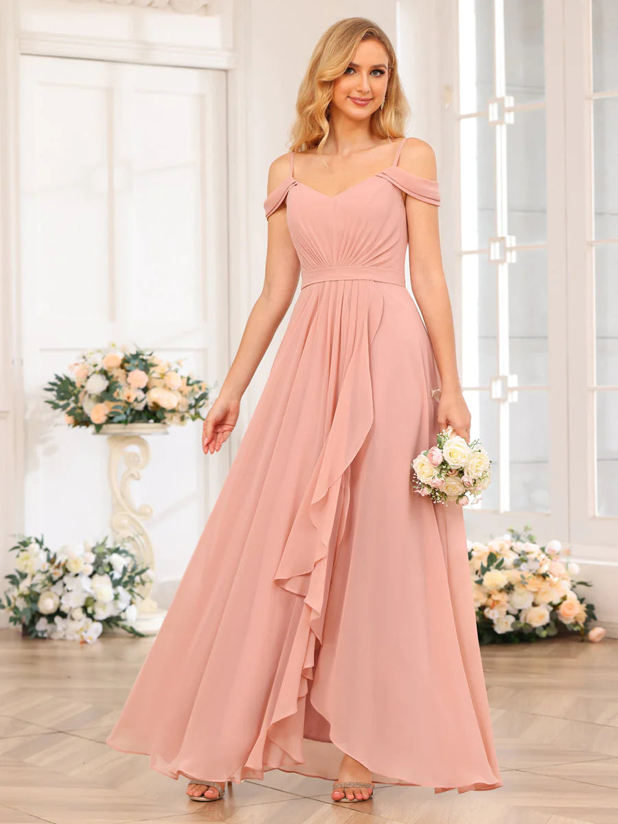 Blowout Sale A-Line/Princess Spaghetti Straps Long Wedding Party Dresses With Split Side Blowout Sale A-Line/Princess Spaghetti Straps Long Wedding Party Dresses With Split Side