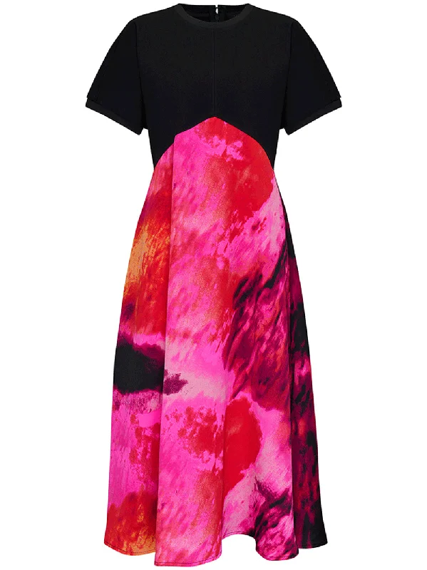 Super Deal Scuba Printed Satin Back Woven Dress