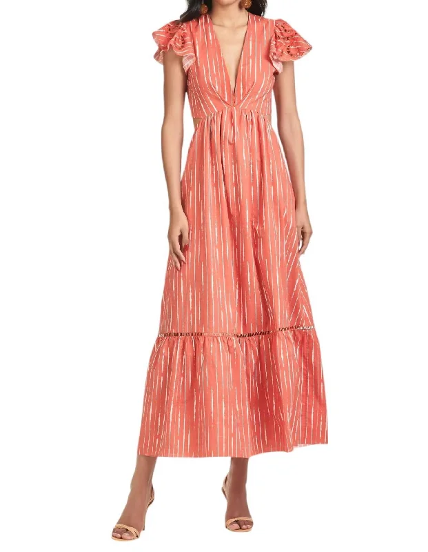 Major Savings Georgia Dress In Orange/shibori Stripe