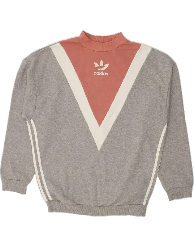 Low Prices ADIDAS Womens Oversized Sweatshirt Jumper UK 10 Small Grey Colourblock