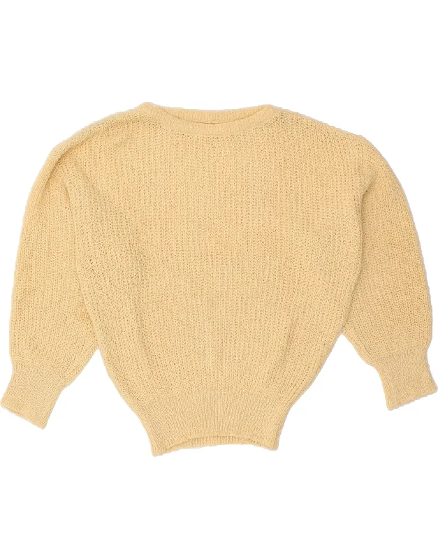 Extra Discounts VINTAGE Womens Boat Neck Jumper Sweater EU 44 XL Yellow Cotton