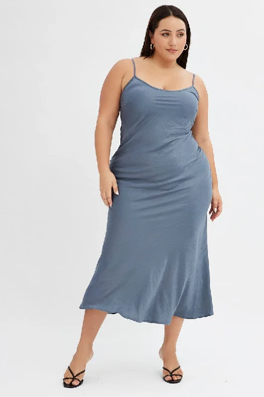 Anniversary Sale Grey Slip Dress Sleeveless Maxi