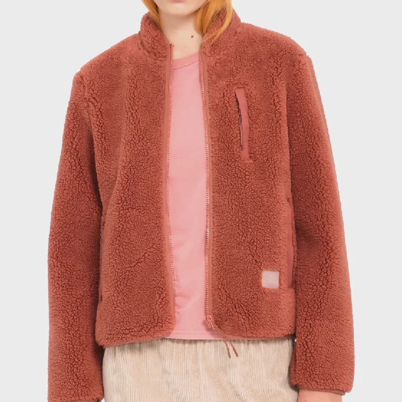 Price Drop Alert Volcom Womens Wuzer Fuzzar Sherpa Sweatshirt - Chestnut Brown