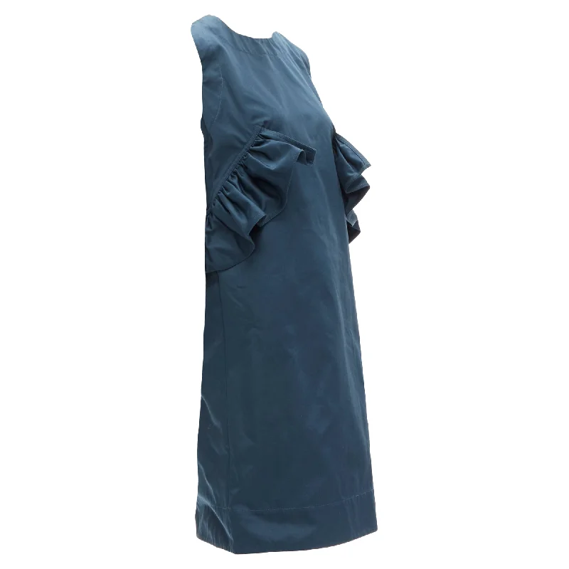 Epic Deals Marni teal ruffle waist round neck cocktail dress