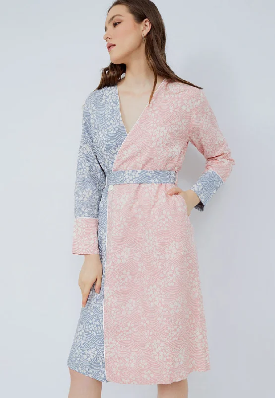 Overstock SAKURA さくら Blush Grey Wrap Dress