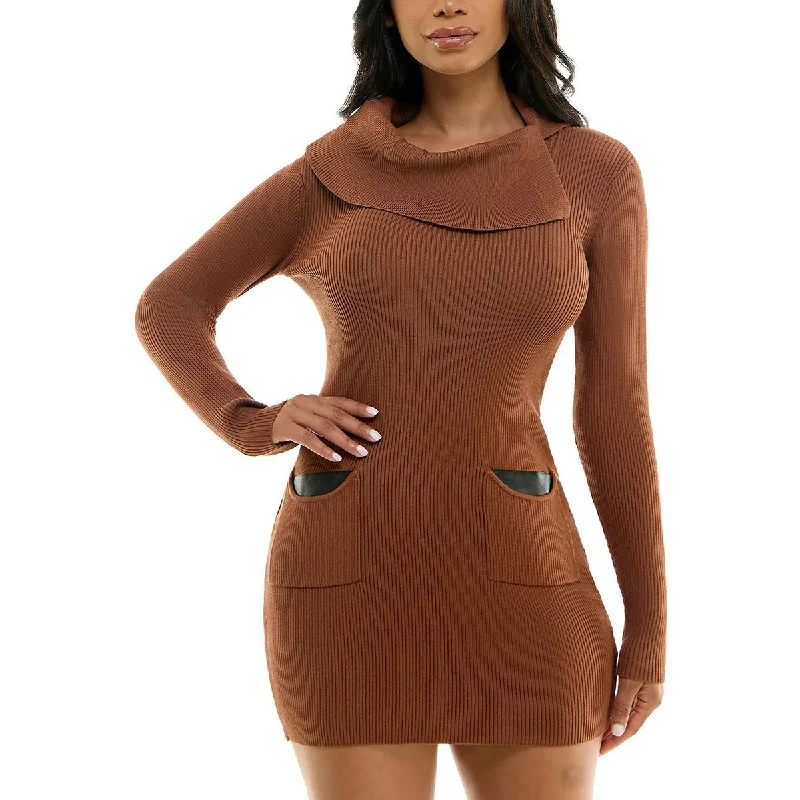 Bargain Bin Juniors Womens Ribbed Mini Sweaterdress