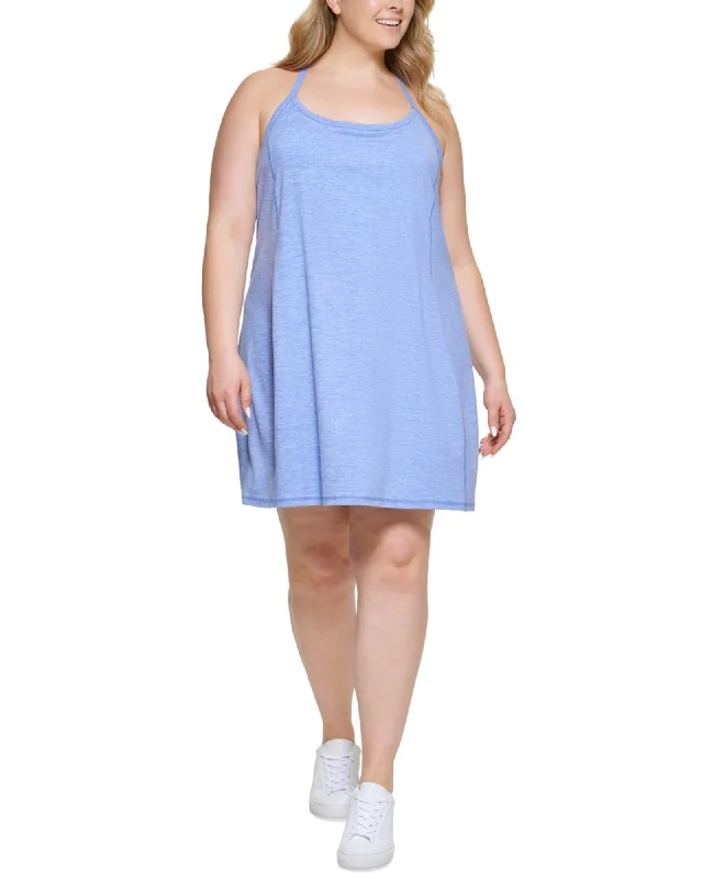 Members Only Calvin Klein Women's Performance Plus Space Dyed Strappy Tank Dress Blue Size 3X | Blue Members Only Calvin Klein Women's Performance Plus Space Dyed Strappy Tank Dress Blue Size 3X | Blue