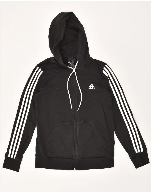 Great Bargains ADIDAS Womens Zip Hoodie Sweater UK 12/14 Medium Black Cotton
