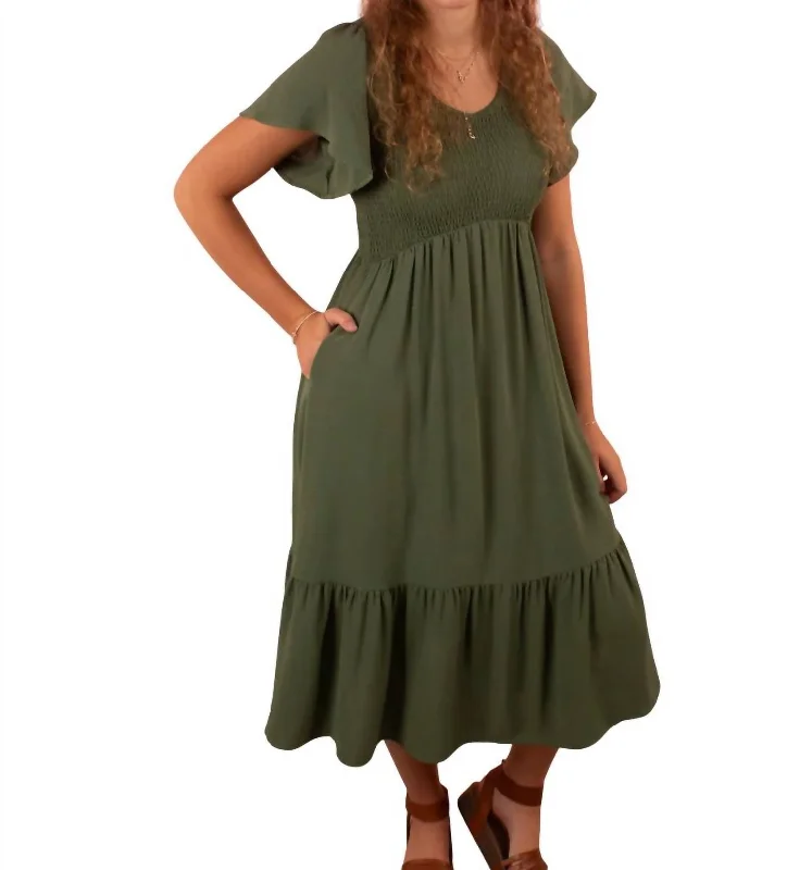 Blowout Deals Kendall Short Sleeve Maxi Dress In Green