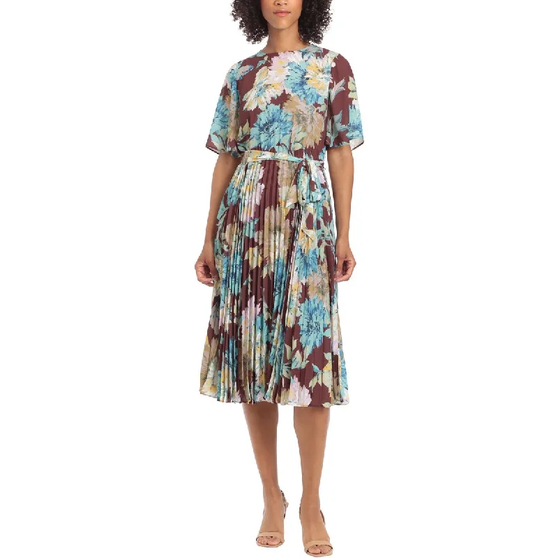 Savings Galore Womens Floral Print Belted Fit & Flare Dress
