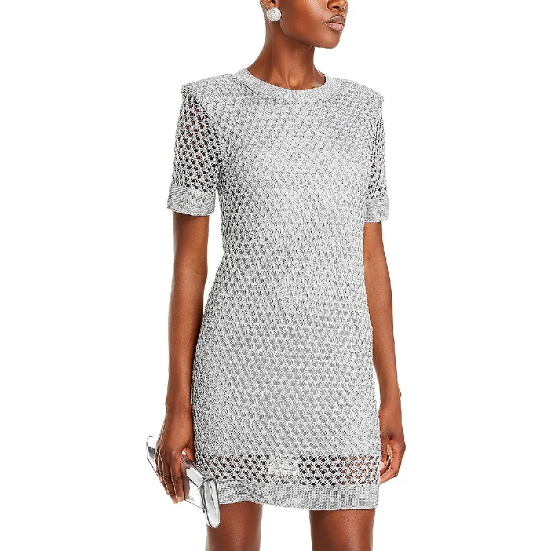Price Cut Womens Above Knee Metallic Mini Dress