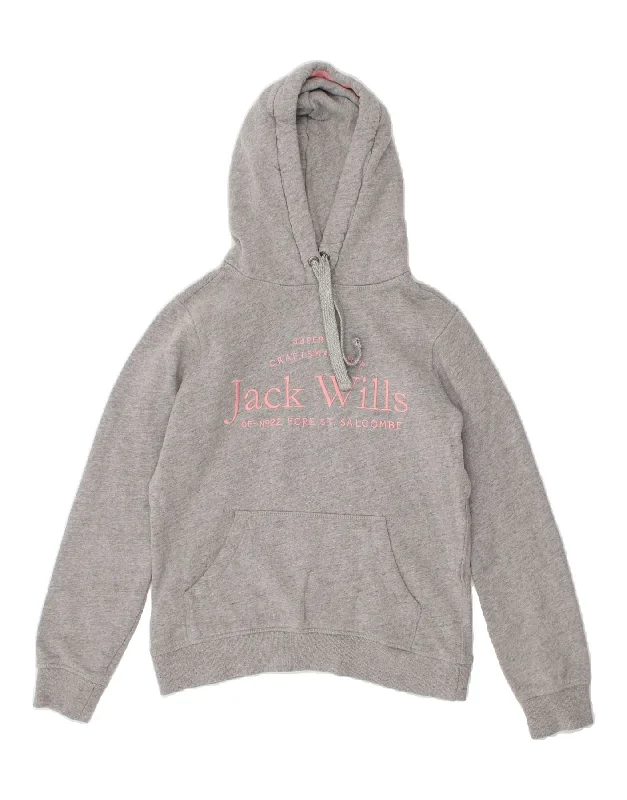 Overstock JACK WILLS Womens Graphic Hoodie Jumper UK 8 Small  Grey Cotton