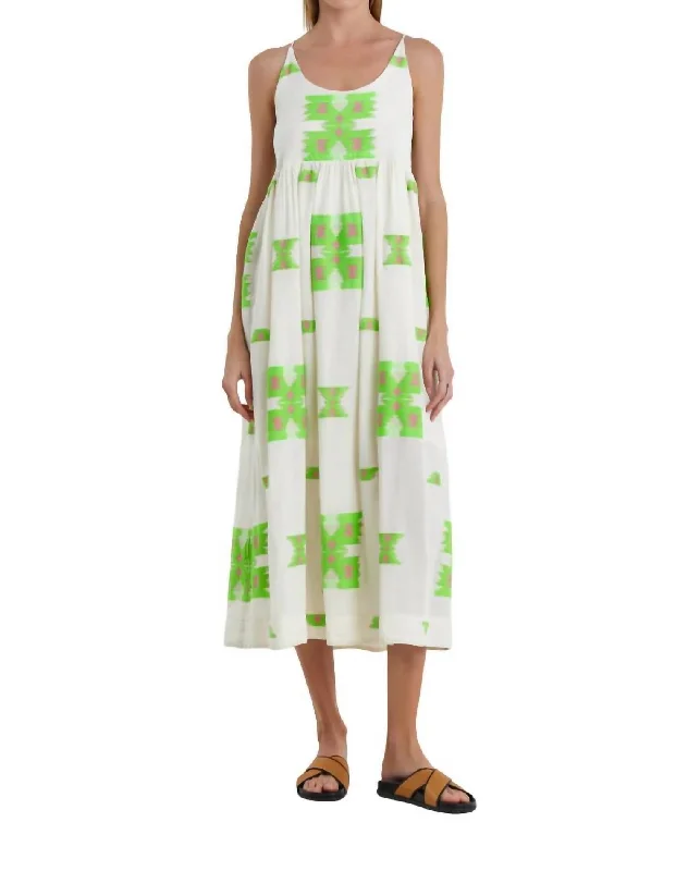 Markdowns Markella Midi Dress In Green/fuschia