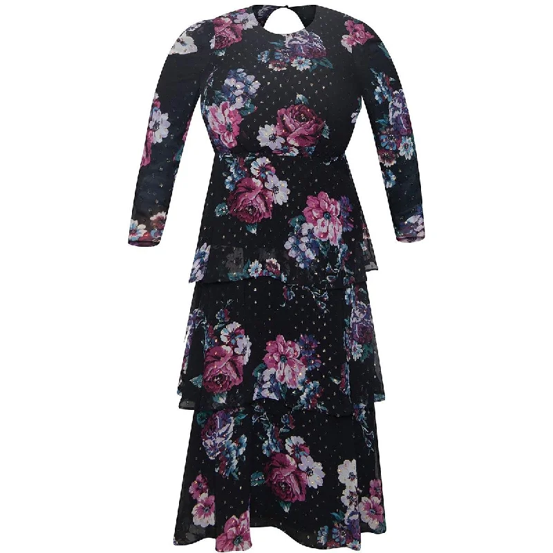 Best Seller Plus Womens Floral Tiered Maxi Dress