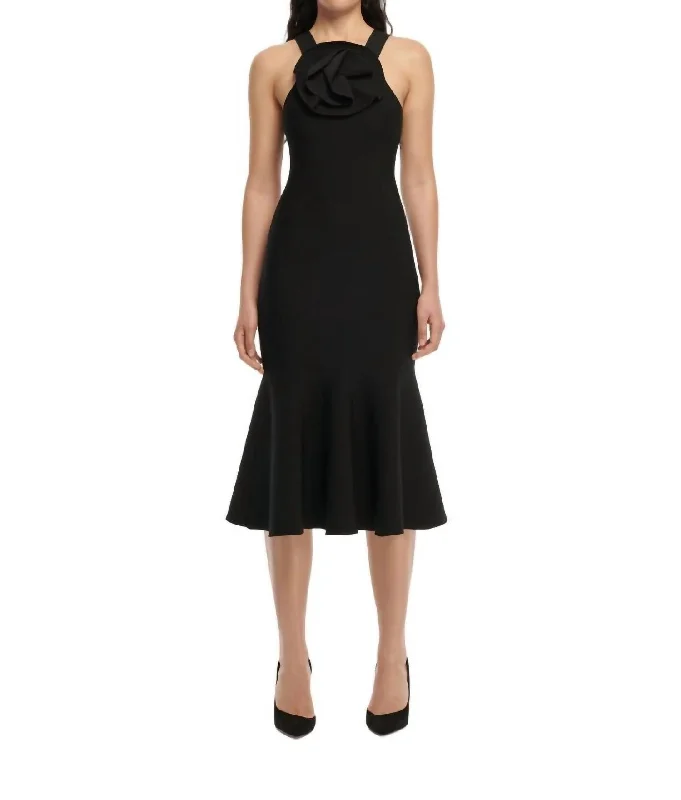 Referral Discount Flat Knit Midi Dress In Black