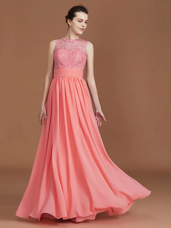 Savings Spectacular A-Line/Princess Jewel Sleeveless Lace Floor-Length Chiffon Bridesmaid Dresses Savings Spectacular A-Line/Princess Jewel Sleeveless Lace Floor-Length Chiffon Bridesmaid Dresses
