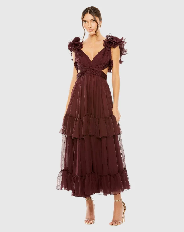 Limited Availability Ruffle Tiered Cut-Out Chiffon Dress