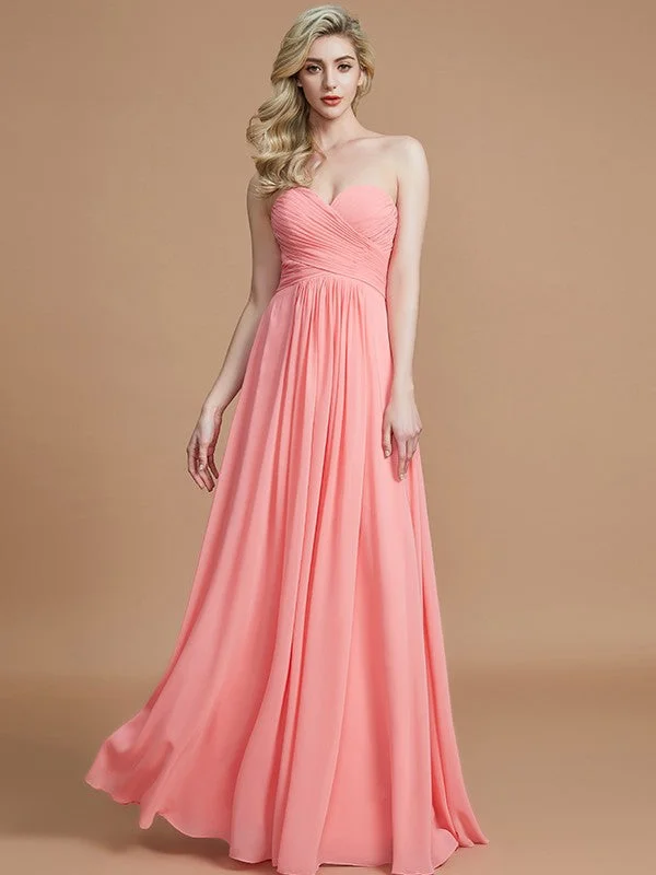 Super Bargain A-Line/Princess Sweetheart Sleeveless Floor-Length Chiffon Bridesmaid Dresses Super Bargain A-Line/Princess Sweetheart Sleeveless Floor-Length Chiffon Bridesmaid Dresses