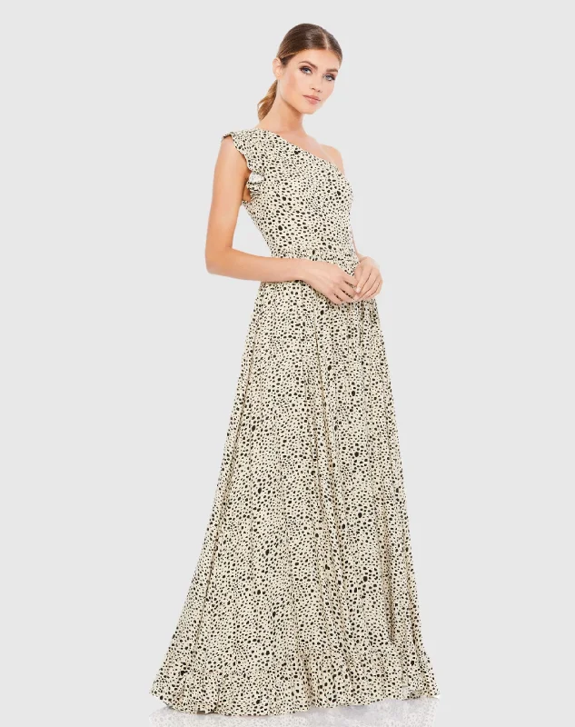 Deep Discounts One Shoulder Animal Print Maxi Dress