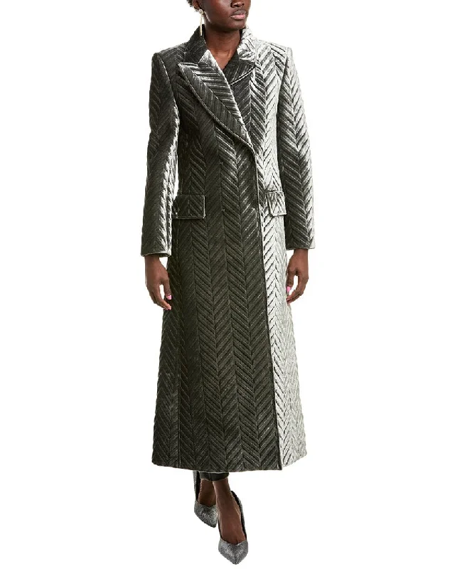 While Supplies Last Alberta Ferretti Chevron Jacquard Velvet Silk-Blend Coat