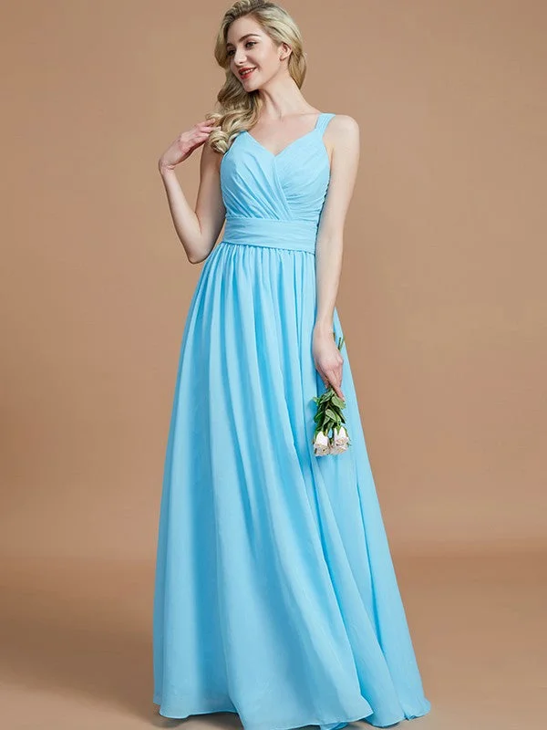 Price Drop A-Line/Princess V-neck Chiffon Floor-Length Sleeveless Bridesmaid Dresses Price Drop A-Line/Princess V-neck Chiffon Floor-Length Sleeveless Bridesmaid Dresses